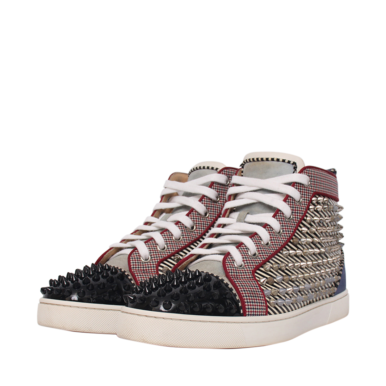 CHRISTIAN LOUBOUTIN Mixed Material Louis Spikes High Top Sneakers