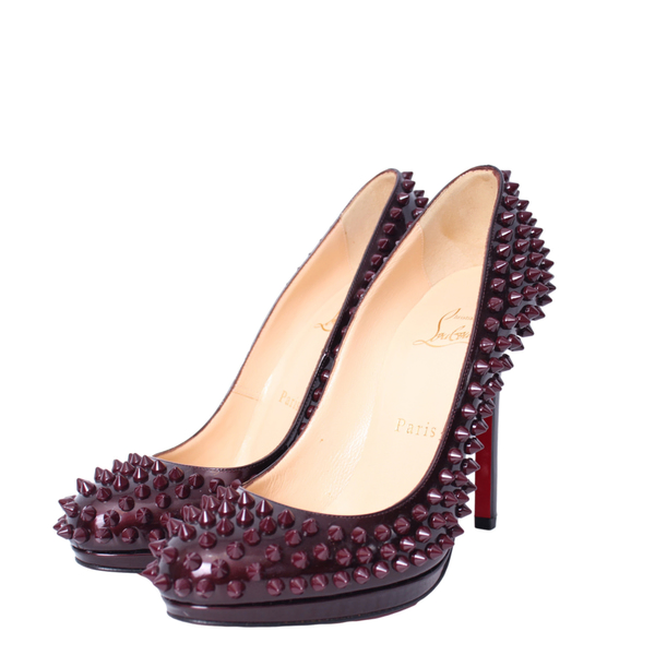 Patent Leather Spike Pumps Merlot
