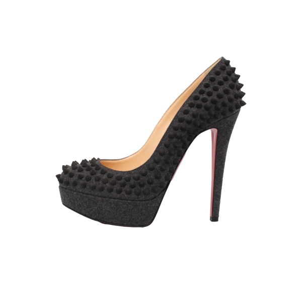 Wool Spiked Bianca Platform Pumps Grey