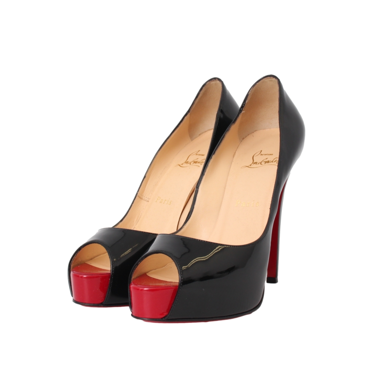 CHRISTIAN LOUBOUTIN Patent Very Prive Platform Pumps Black/Red