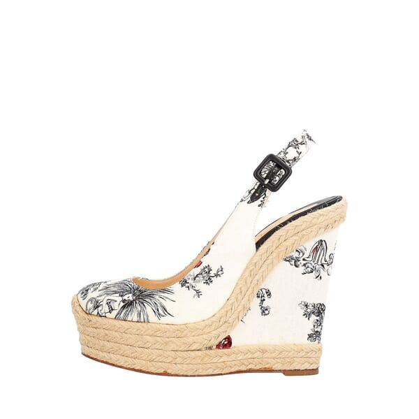 Canvas Everesta Espadrille Wedges White/Black