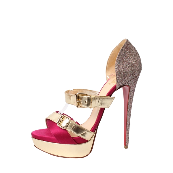 Mixed Material Ambertina Platform Sandals Champagne/Pink