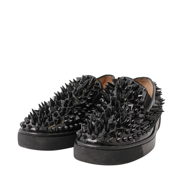 Patent Spikes Roller Boat Spiked Slip-On Sneakers Black