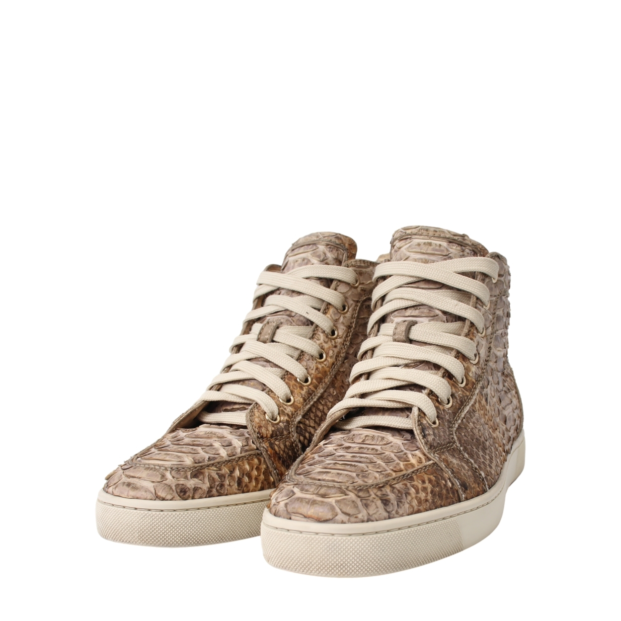 CHRISTIAN LOUBOUTIN Python Louis High Top Sneakers Beige | Luxity