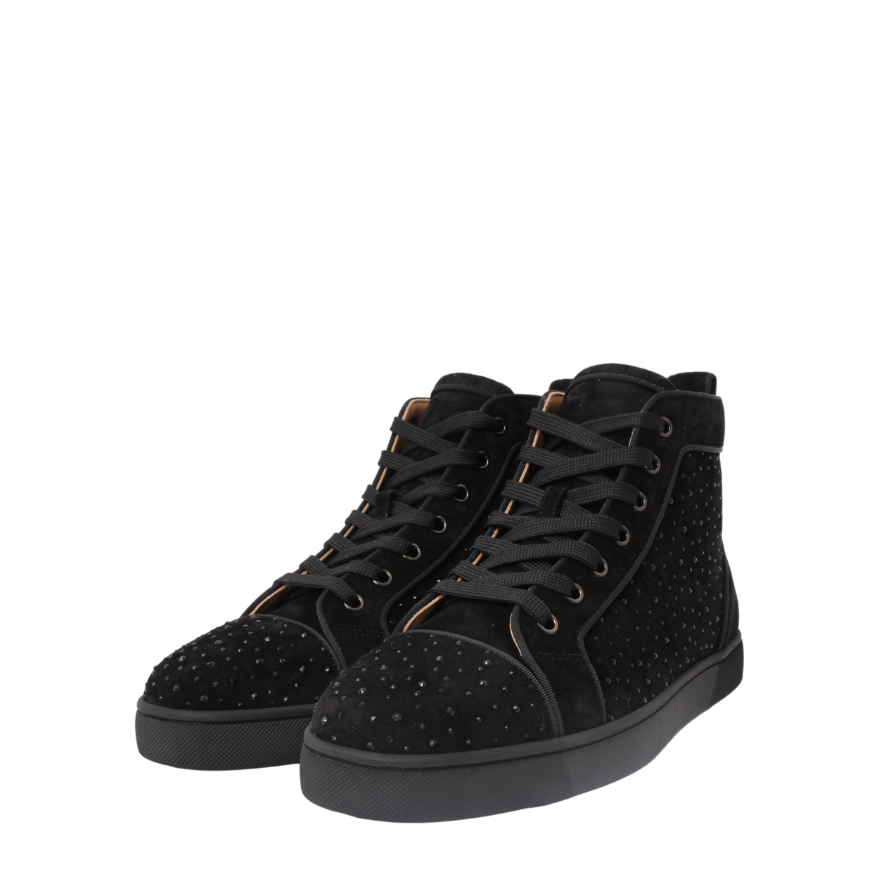 CHRISTIAN LOUBOUTIN Suede/Strass Louis Orlato High Top Sneakers