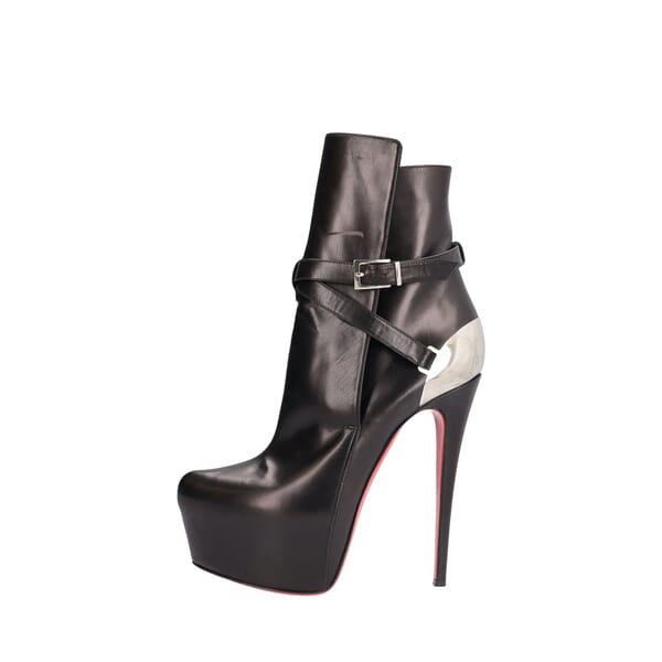 Leather Equestria Platform Ankle Boots Black