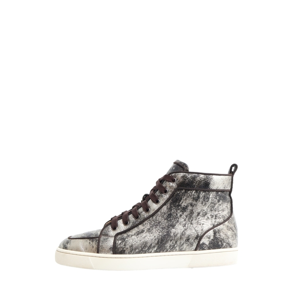 Leather Distressed Sneakers Black/Silver