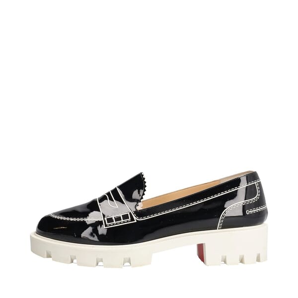 Patent Sketch Penny Lug Loafers Black