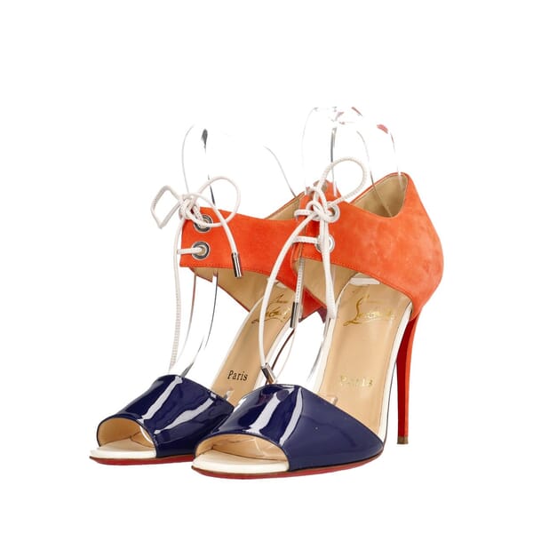 Suede/Patent Mayerling Sandals Orange/Navy