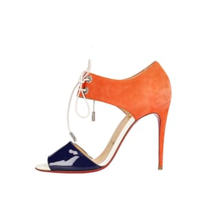 Suede/Patent Mayerling Sandals Orange/Navy, view 2
