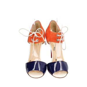 Suede/Patent Mayerling Sandals Orange/Navy, view 3