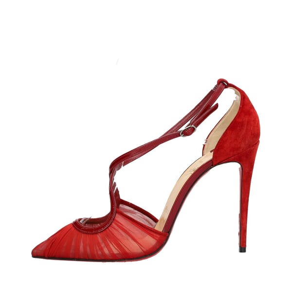 Mixed Material Marchella Pumps Red