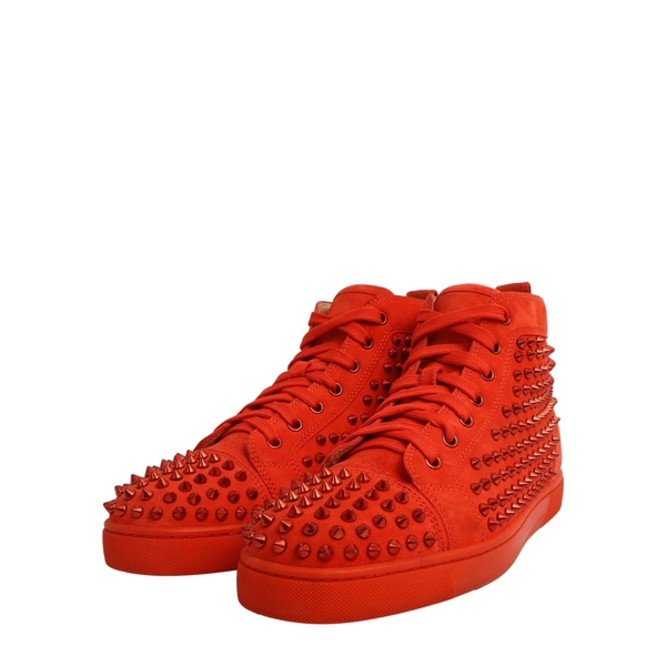 Suede Louis Spikes High Top Sneakers Orange