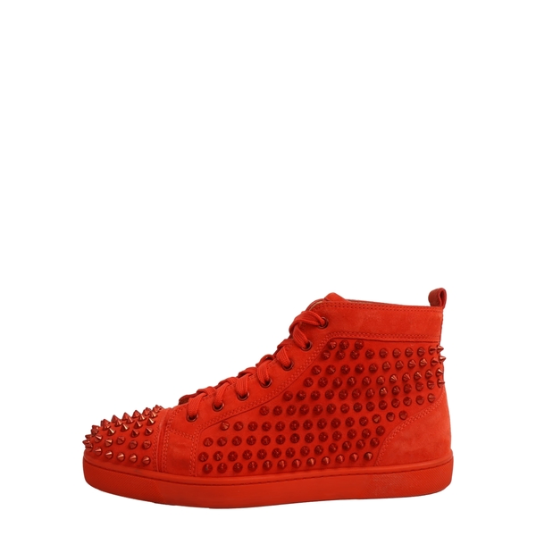 Suede Louis Spikes High Top Sneakers Orange
