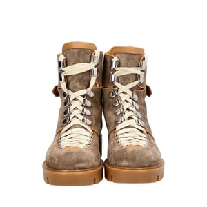 Suede Macadamia Flat Boots Taupe, view 3