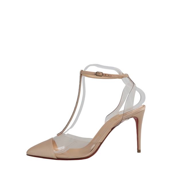 Satin/PVC Nosy Strass Pumps Champagne