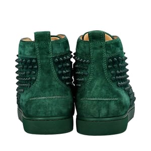 Suede Louis Spikes High Top Sneakers Green, view 4