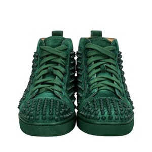 Suede Louis Spikes High Top Sneakers Green, view 3