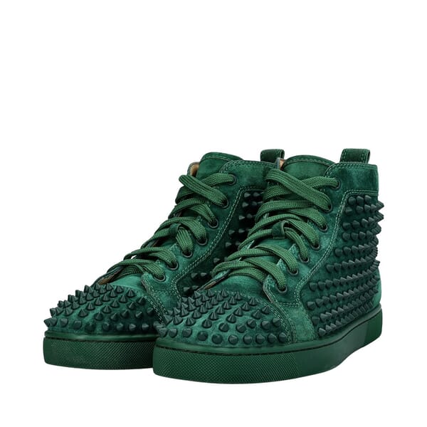 Suede Louis Spikes High Top Sneakers Green