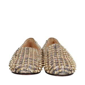 Mixed Material Spiked Rollerboy Loafers Gold, view 3