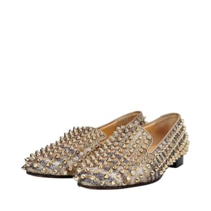 Mixed Material Spiked Rollerboy Loafers Gold