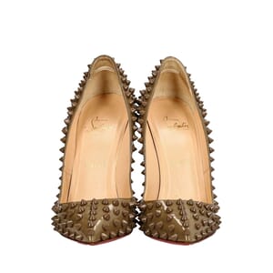 Patent Spiked Pigalle Pumps Olive Green, view 4