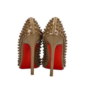 Patent Spiked Pigalle Pumps Olive Green, view 3