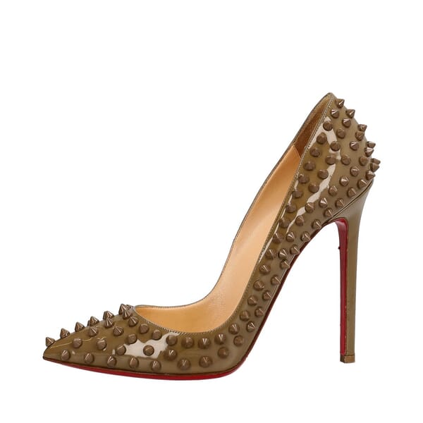 Patent Spiked Pigalle Pumps Olive Green