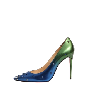 Leather Degraspike Pumps Green/Blue, view 2