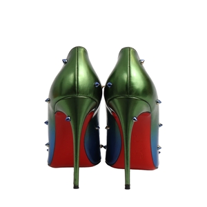 Leather Degraspike Pumps Green/Blue, view 4