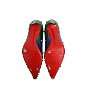 Leather Degraspike Pumps Green/Blue, view 5