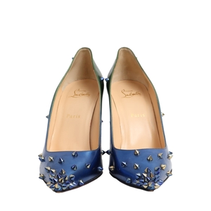 Leather Degraspike Pumps Green/Blue, view 3