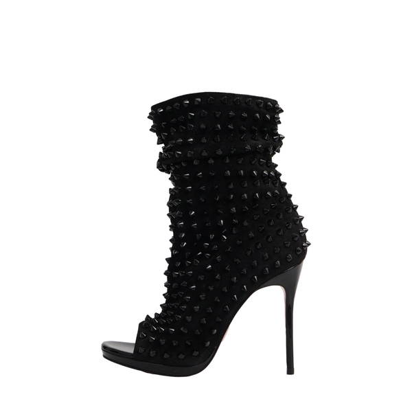 Suede Guerilla Peep Toe Booties Black