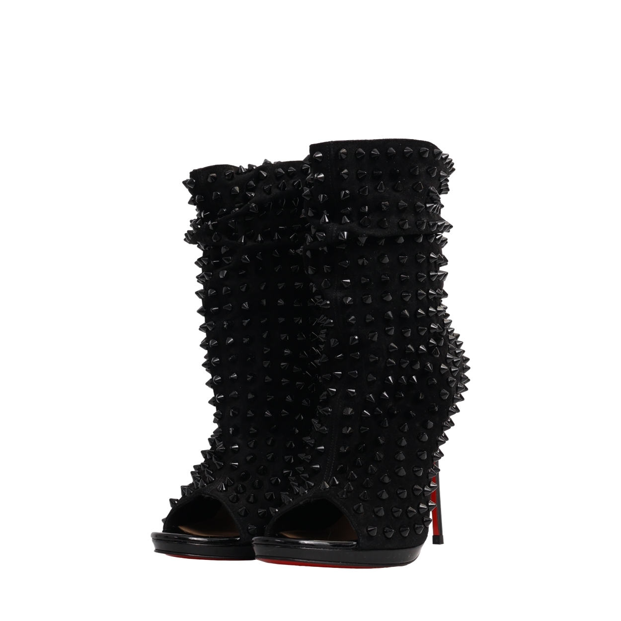 Suede Guerilla Peep Toe Booties Black
