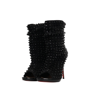 Suede Guerilla Peep Toe Booties Black