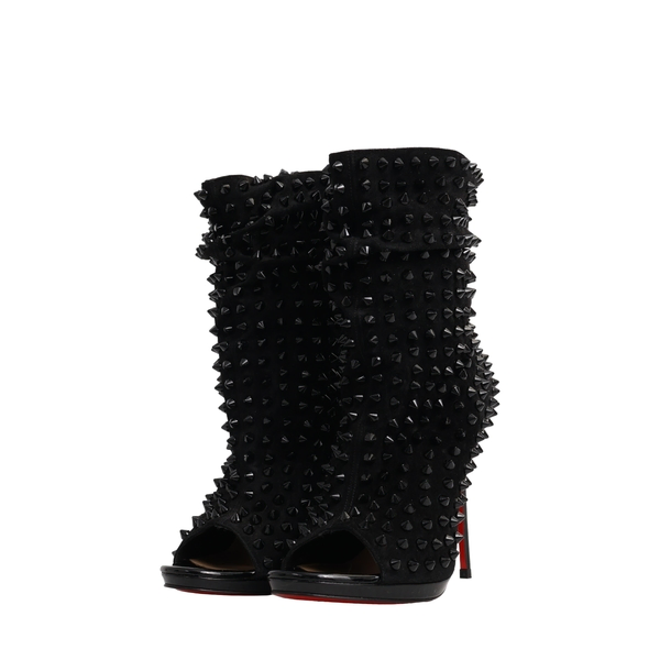 Suede Guerilla Peep Toe Booties Black