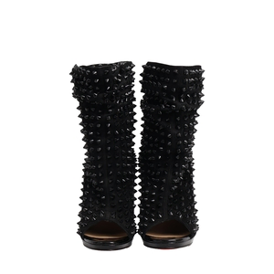 Suede Guerilla Peep Toe Booties Black, view 3