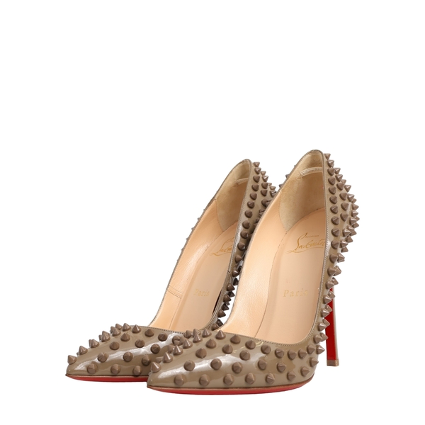 Patent Leather Spike Pumps Olive