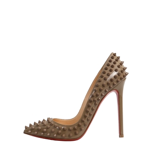 Patent Leather Spike Pumps Olive, view 2