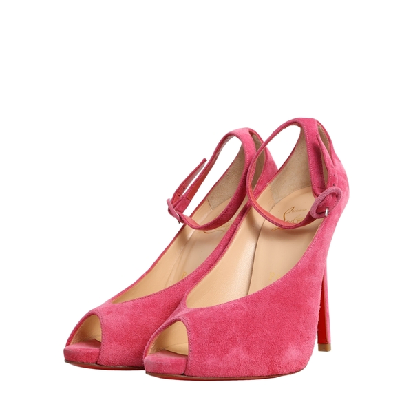 Suede Ankle Strap Pumps Pink
