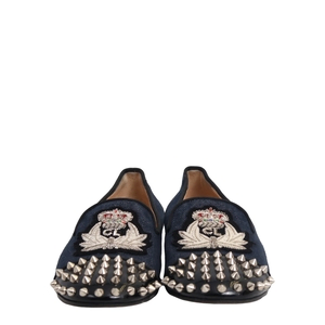 Denim Intern Flat Spiked Loafers Navy/Black, view 3