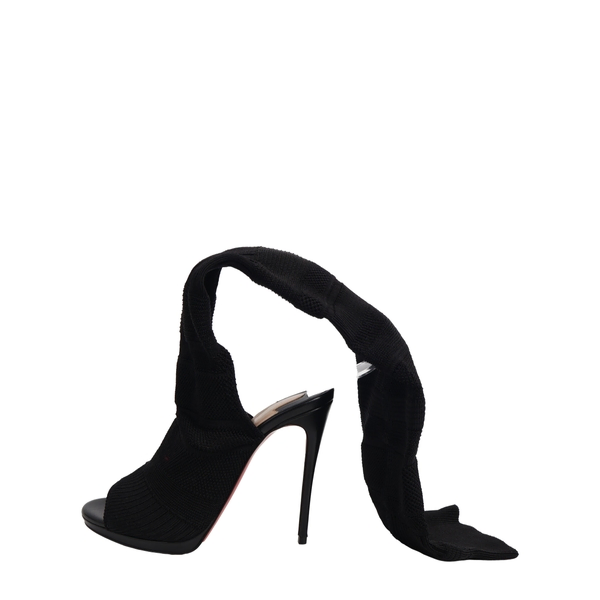 Stretch Knit Cheminene Peep Toe Sandals Black