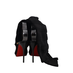 Stretch Knit Cheminene Peep Toe Sandals Black, view 4