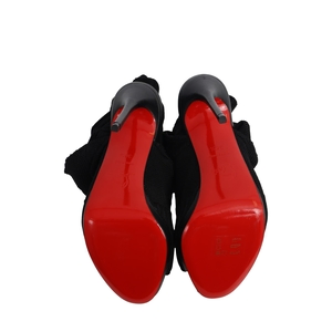 Stretch Knit Cheminene Peep Toe Sandals Black, view 5