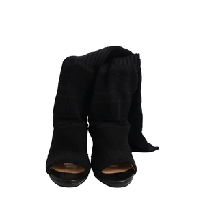Stretch Knit Cheminene Peep Toe Sandals Black, view 3