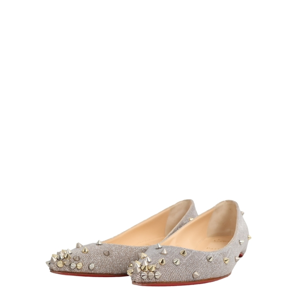Glitter Degraspike Ballet Flats Silver