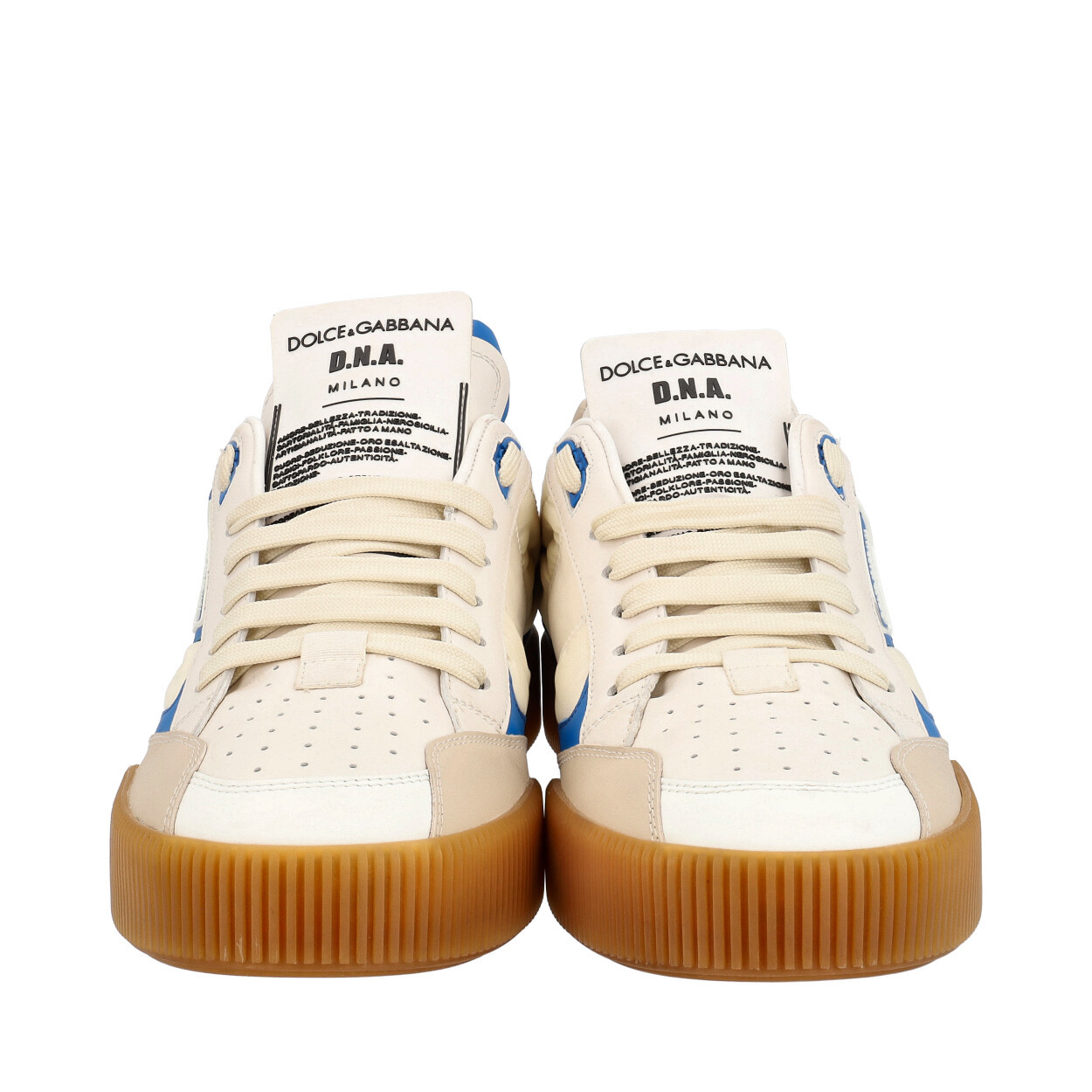 DOLCE & GABBANA Leather DNA Milano Sneakers White/Blue | Luxity