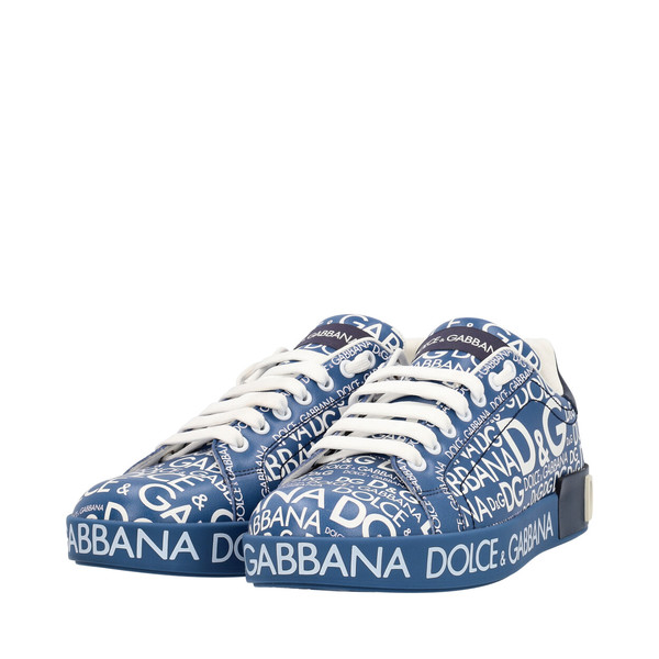 DOLCE & GABBANA Leather Logo Sneakers Blue | Luxity