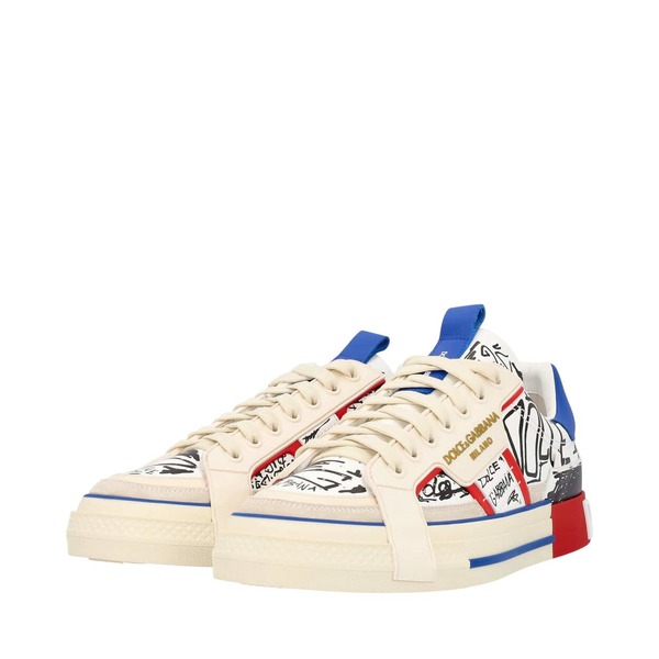 参 Dolce & Gabbana graffiti-print Leather Sneakers | White