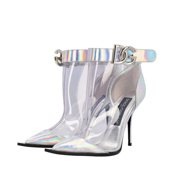 Holographic PVC Boots Metallic Silver